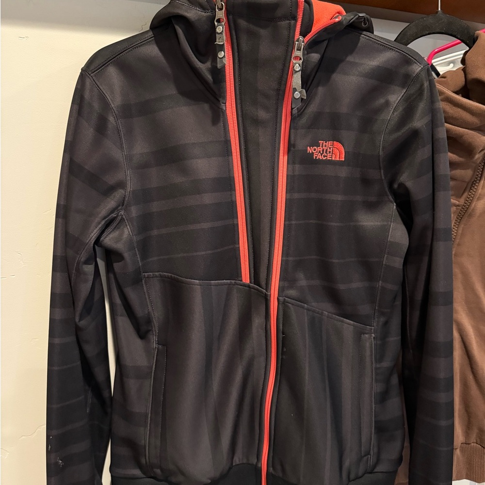 The North Face Men's Striped Black and Red Performance Jacket